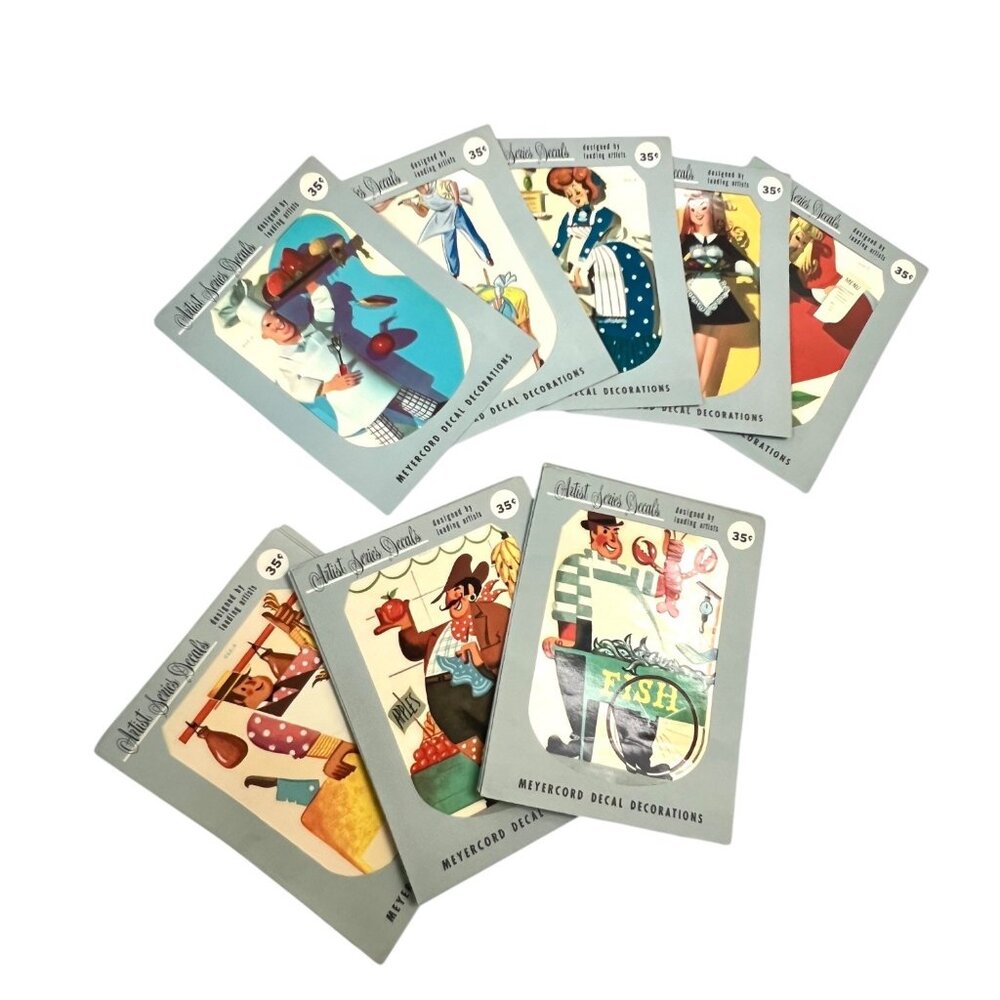 Vintage Meyercord Artist Series Decal Decorations Set